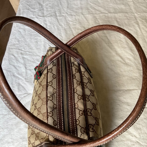 AUTHENTIC GUCCI Princy Boston Bag in GG Canvas with Leather Trim - Picture 3 of 10